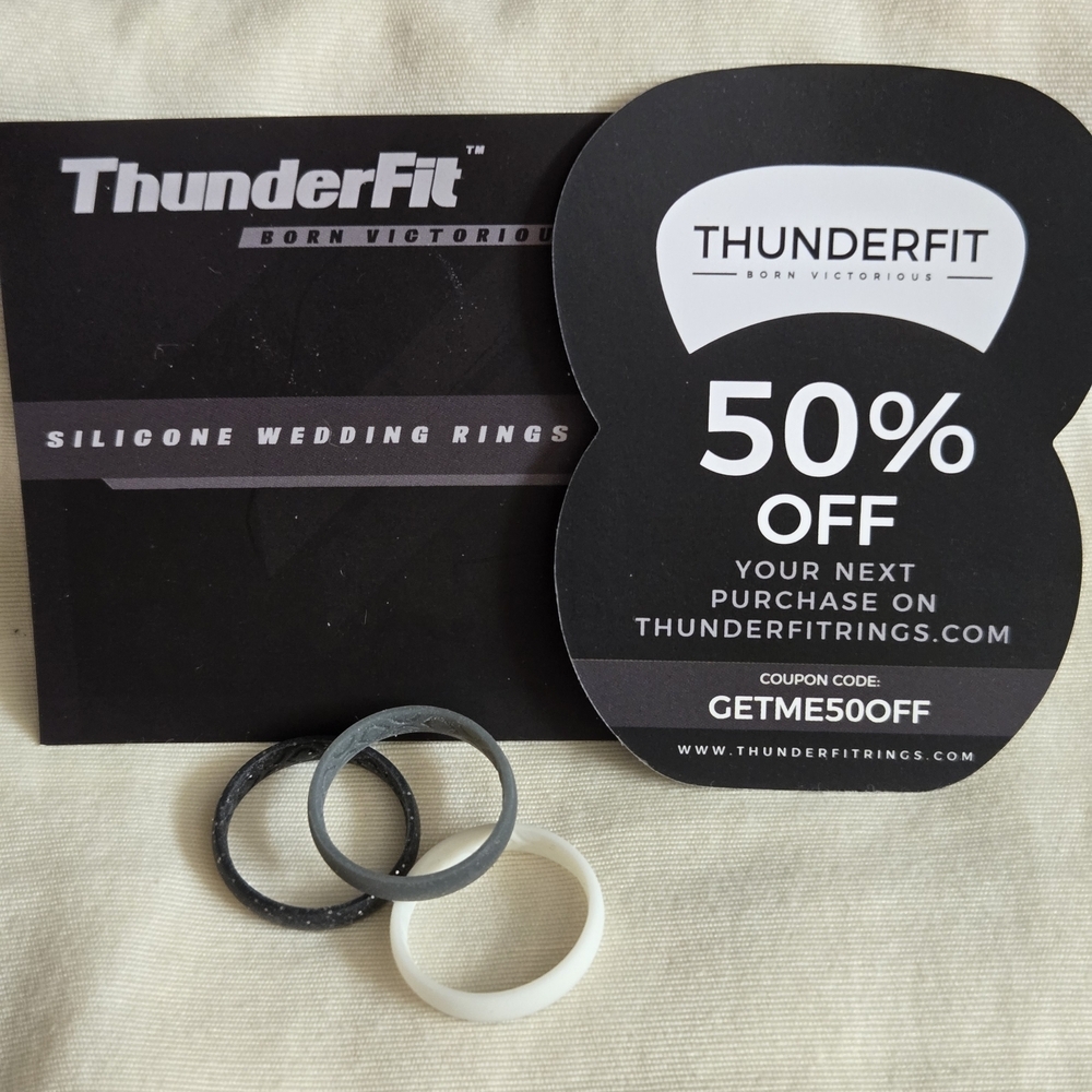 Thunderfit Womens Silicone Wedding Rings - Sparkly Black, Gray, White Size 9
